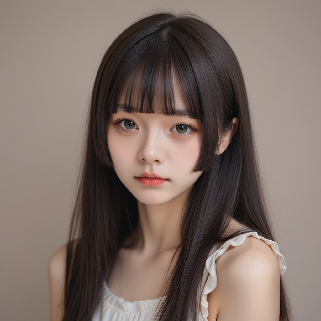 score_9, score_8_up, score_7_up, simple background, looking at viewer, 
1girl, blunt bangs, 
<lora:hime_cut_pony_v1:0.5>