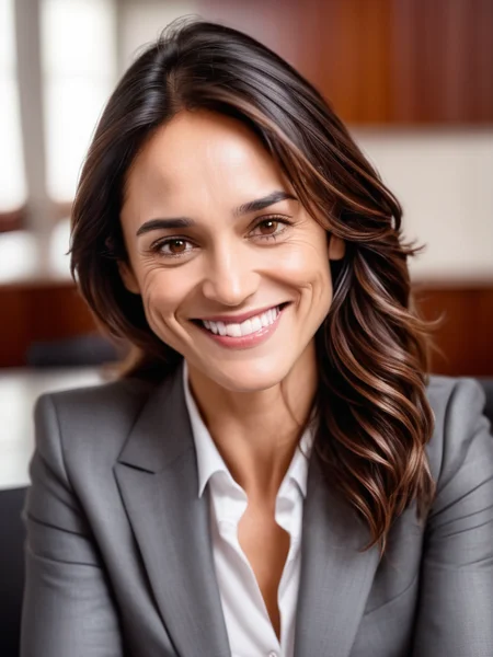 40yo:0.4 woman, detailed skin, pores, brown eyes, perfect full hair,
smiling, wearing a business suit, in a conference room <lora:cynthia-synth-xl-lora-1:0.7>