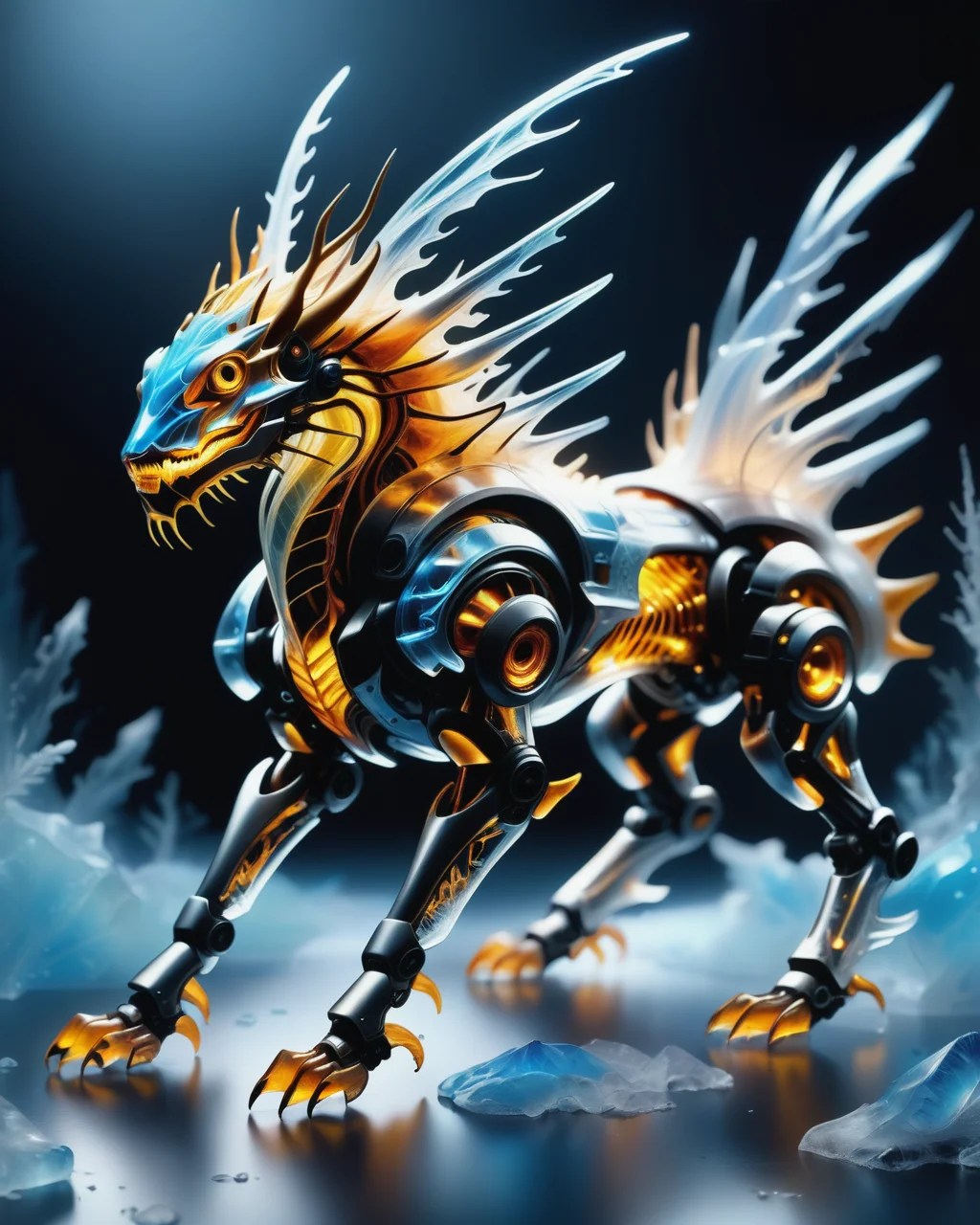 score_9, score_8_up, score_7_up, intricate details, rating_safe,
<lora:BioIceCrystalsPONY:1>,
1boy(made out of Jed-Blmicry, bioluminiscence, translucent,
,
feral furry, Cyborg,
full body, looking at the viewer, solo, smiling), detailed background, depth of field, subsurface scattering,
<lora:ral-chrosc-clr:0.3>, ral-chrosc-clr,
<lora:xl_more_art-full_v1:0.3>,
<lora:add-detail-xl:0.3>