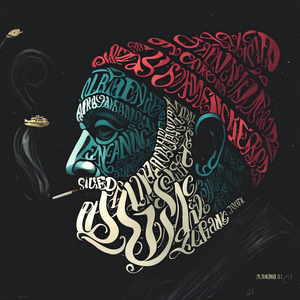 typography_art,man face,smoking,english text<lora:Typography_art:1>