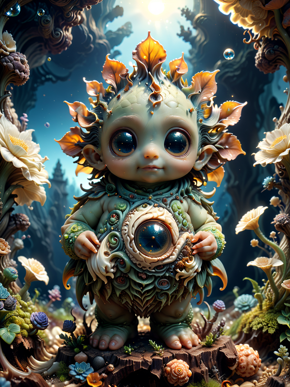 mandelbulb cutie, against [God | Art | Nature], 8k, hdr, RAW, hyperrealistic, cinematic light, evening volumetric light, extremely detailed, sharp focus <lora:zhibi:0.7> zhibi<lora:xl_more_art-full_v1:0.7>