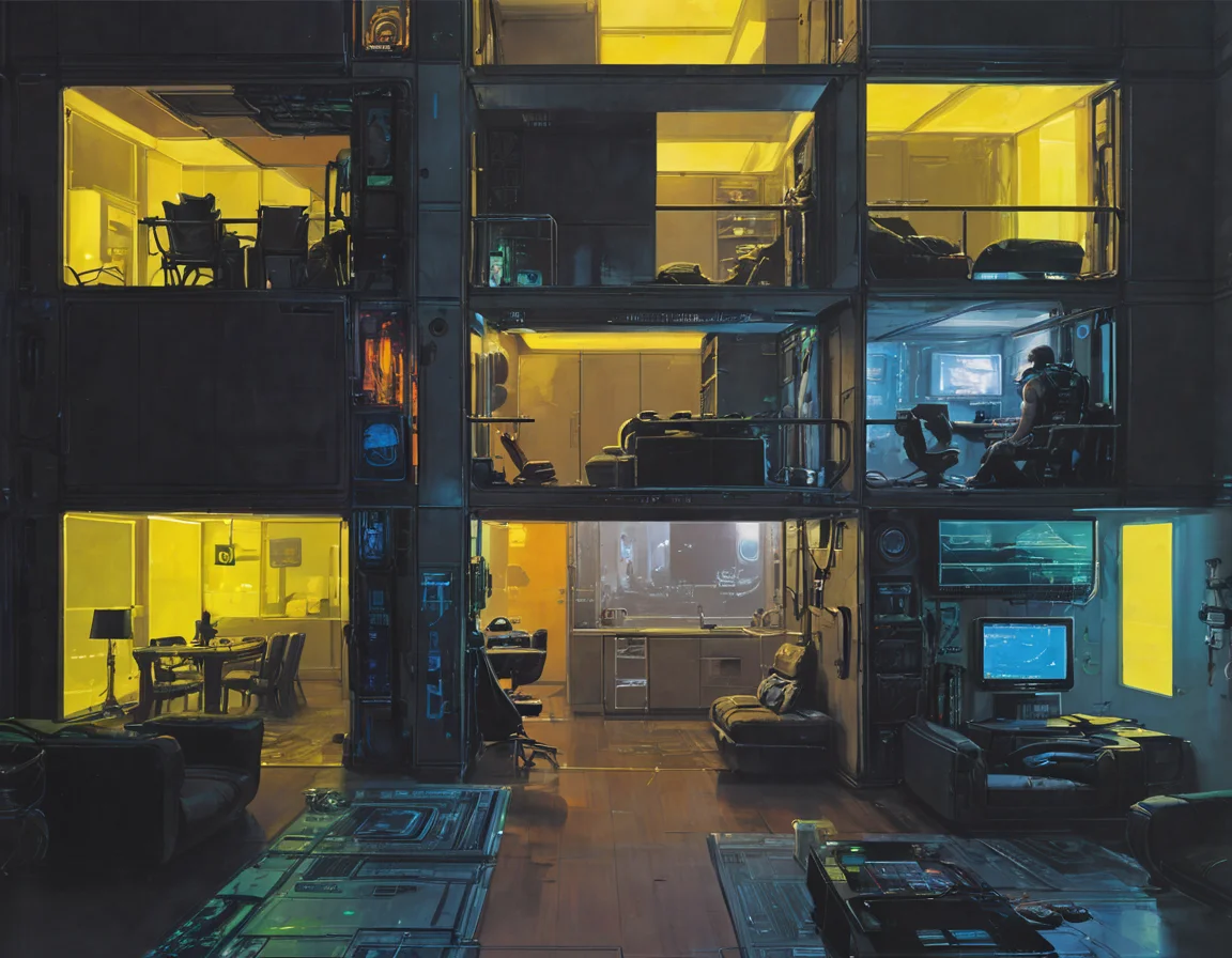 <lora:syme:0.6>syme, apartment, cyberpunk