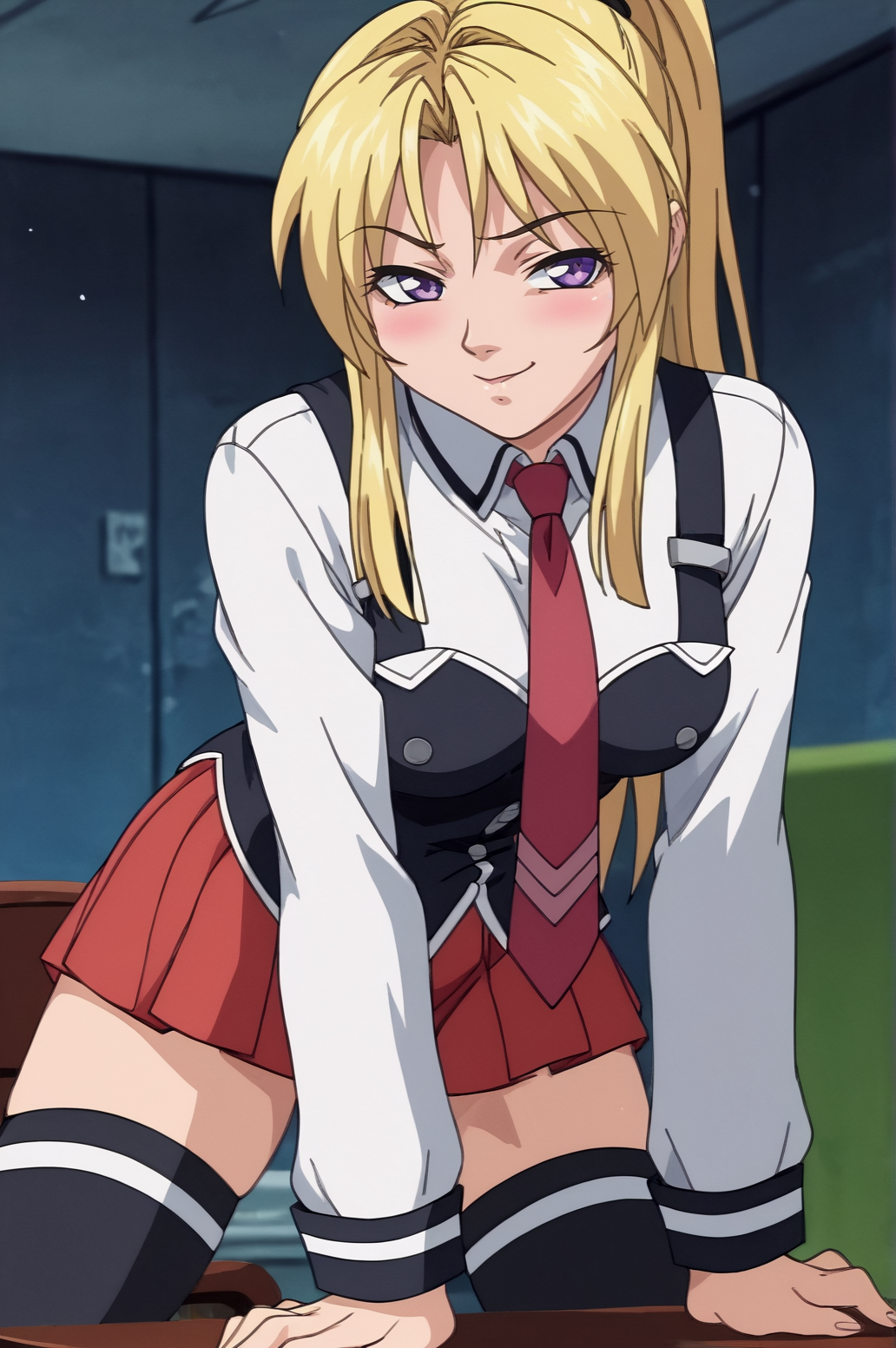 score_9, score_8_up, score_7_up,anime_source, source_anime, best background, detailed background, anime screencap,  Kaori, 1girl, necktie, black thighhighs, school uniform, long sleeves, sitting, blush, horny, naughty face, cameltoe, skirt, solo, doggystyle, indoors, cave,  <lora:JN_Saeki_Kaori:0.8>