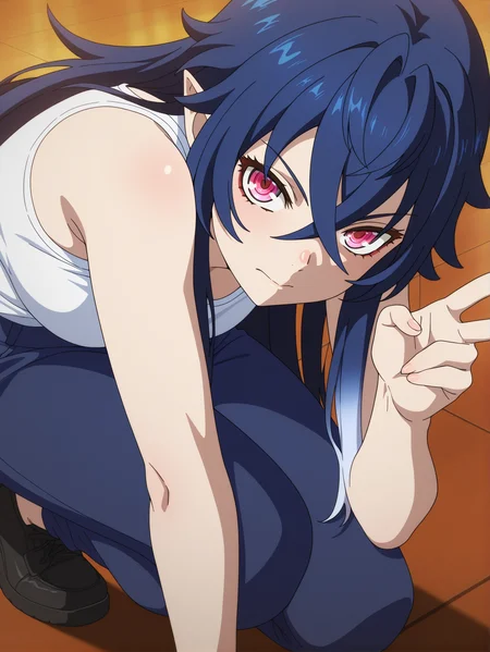 masterpiece, best quality, amazing quality, very aesthetic, absurdres, newest, defined facial features, anime coloring, anime screencap
<lora:Irina-Lev-Anya_IL1.1v0a:0.8> luminesk irina, white tank top, long black shoes, blue pants, v:1.2,
