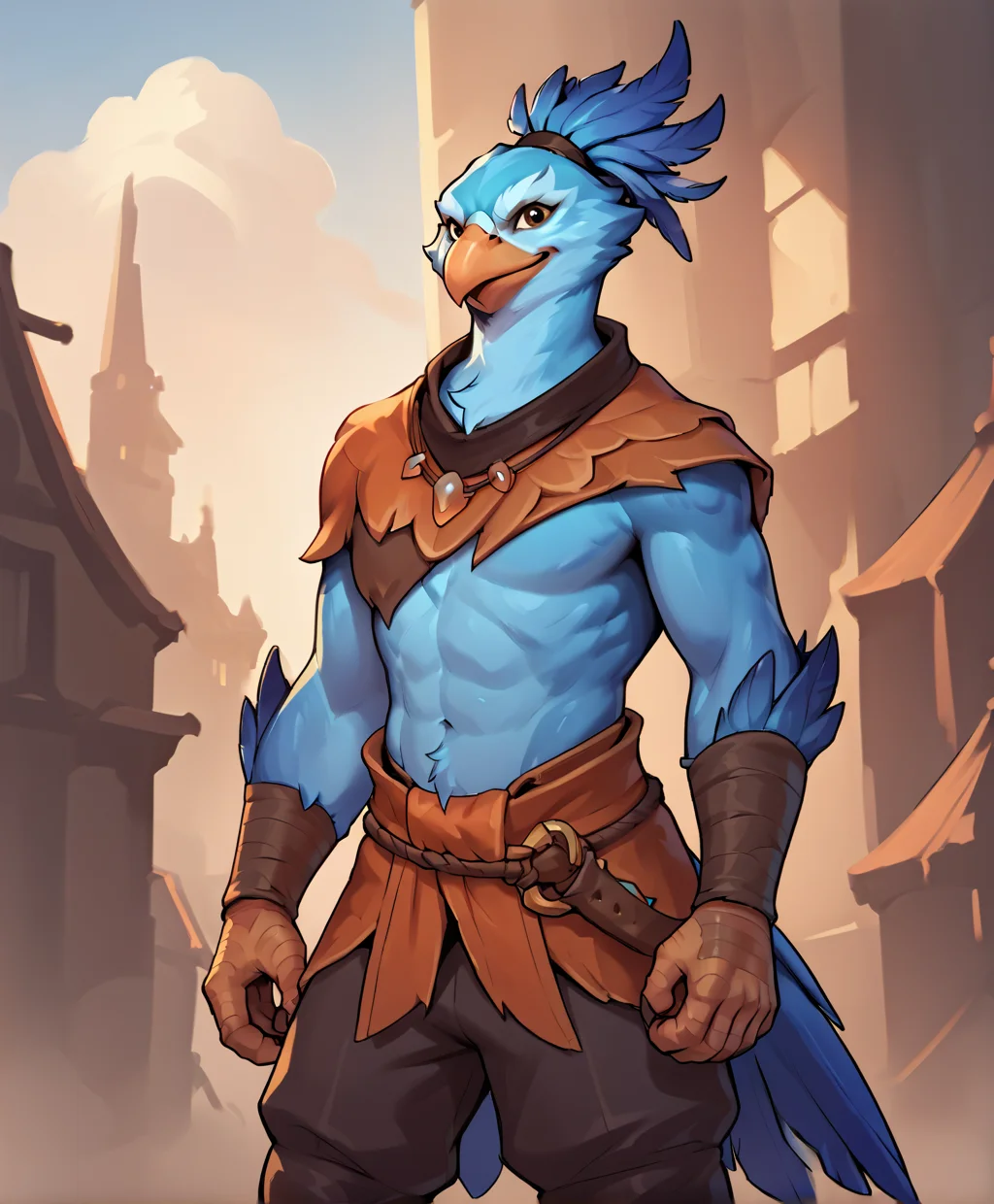 score_9, score_8_up, score_7_up, score_6_up, score_5_up, score_4_up, source_furry
kezdota, bird, blue skin, blue body, feathers, feather hair, standing, clothed, looking at viewer, smiling
<lora:Alwaysfaceleft:0.30> <lora:Trinity-fate:0.4> <lora:Kez_-_Dota_2-000005:0.55>