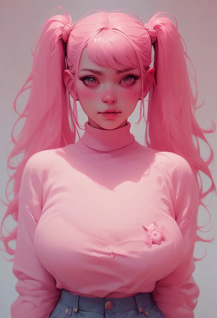 score_9, score_8_up, score_7_up,
c0l0r1f1c4t10np1nk,ColorificationPink,Colorification Pink,
1girl, big breasts, twintails,