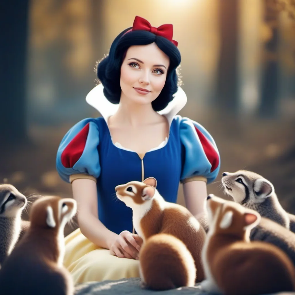 cinematic photo SnowWhite1024, a woman with animals<lora:SnowWhite1024:0.8> . 35mm photograph, film, bokeh, professional, 4k, highly detailed