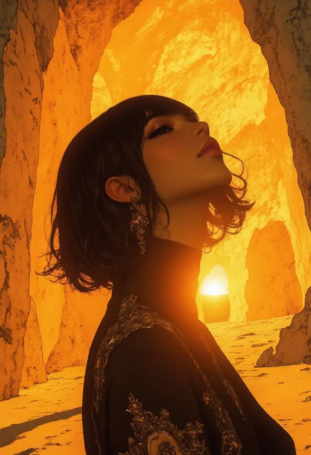 girl, masterpiece, best quality, hyper-detailed, ultra-detailed, UHD, perfect anatomy, portrait, dof, hyper-realism, cinematic glow, ethereal sunlight, golden hour radiance, dreamy haze, luminous skin, soft sun glare, warm golden highlights, iridescent light flares, enchanting atmosphere, artistic bokeh, impressionistic glow, delicate lens reflections, mystical ambiance, flowing sun rays, celestial warmth, wistful gaze, poetic light, immersive storytelling, fine details, painterly soft focus, avant-garde fashion editorial, floating golden dust, film grain, atmospheric haze, gentle sun-kissed glow, surreal fantasy, expressive eyes, high-contrast luminescence, artistic lens flares, soft golden hues, timeless elegance, celestial dreamscape, mythp0rt, ArsMJStyle, impressionism, FFAIM, cinematic portrait bathed in ethereal sunlight, sunlight-drenched beauty with mesmerizing sparkles and emotional depth).e