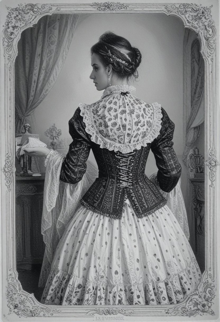patterned back of a card, victorian_style, (llbreton, monochrome,greyscale)
