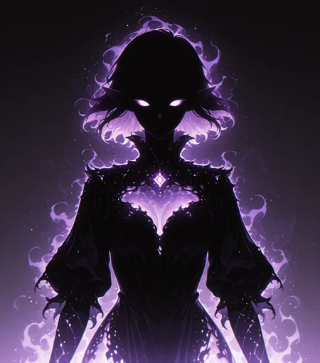 <lora:Shadows_v2_Buns:0.65> sh4d0w, purple aura, glowing, solo, elf, masterpiece, best quality, amazing quality
