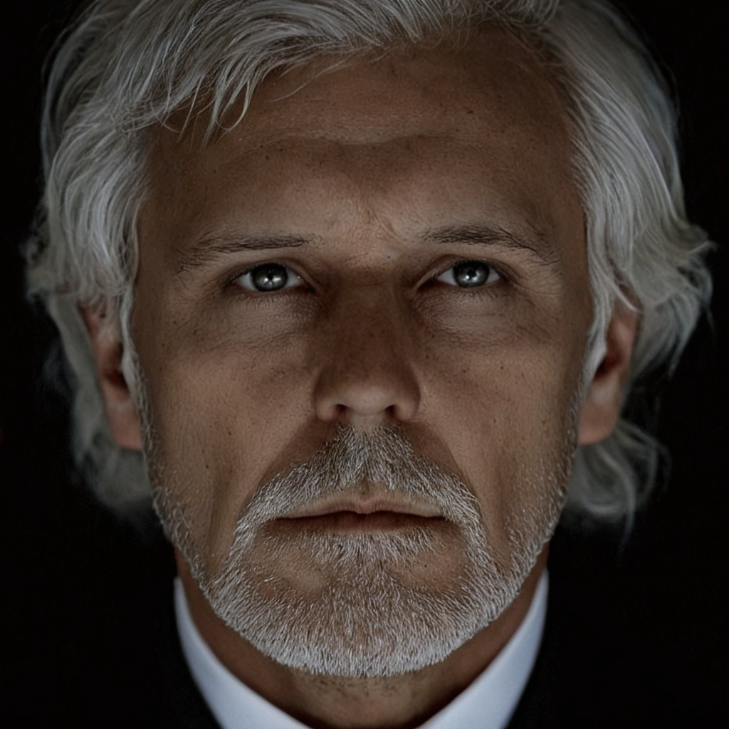 cinematic film still of  <lora:add-detail-xl:0.1>1
<lora:detailed:0.3> realism
<lora:perfection style:0.2> perfect
<lora:eyetune:0.6>
<lora:xl_more_art-full_v1:0.1>
<lora:Ron Fricke style:0.3>
<lora:Unreal Engine style:0.3>
<lora:TeethXL:0.3>
<lora:Chiaroscuro Lighting Style:0.3>
 <lora:The exorcist style:1>
a priest man in a black suit and tie, gothic, dim, different people, horror movie themed, sharp, detailed, epic photography, artistic, dramatic light, cinematic style, film style, exorcist style, solo, looking at viewer, short hair, simple background, 1boy, closed mouth, white hair, male focus, black eyes, facial hair, black background, portrait, realistic, old, old man, wrinkled skin, blurry, manly
, shallow depth of field, vignette, highly detailed, high budget, bokeh, cinemascope, moody, epic, gorgeous, film grain, grainy