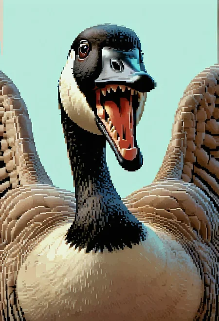 score_9, score_8_up, score_7_up, score_6_up, cowboy shot, cg00se, bird, pixel, commodore, wings, open mouth, sharp teeth