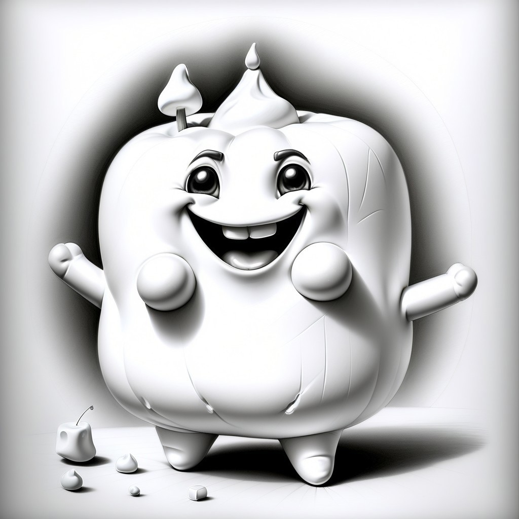 a happy marshmallow , full body made out of Jed-Pen  ,   <lora:PencilDrawingStyle:0.7>