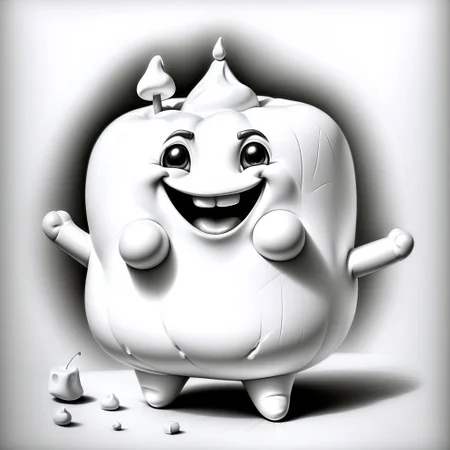 a happy marshmallow , full body made out of Jed-Pen , <lora:PencilDrawingStyle:0.7>