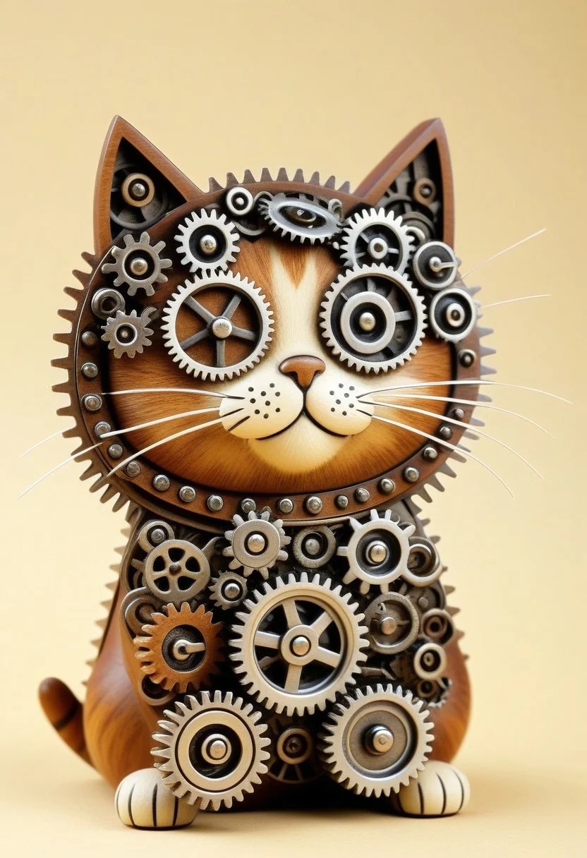Cute Cat Witty Wonders: Add a touch of humor or whimsy. After all, what’s a gearhead challenge without some sprocket jokes? (made out of gears), beautiful and intricate
