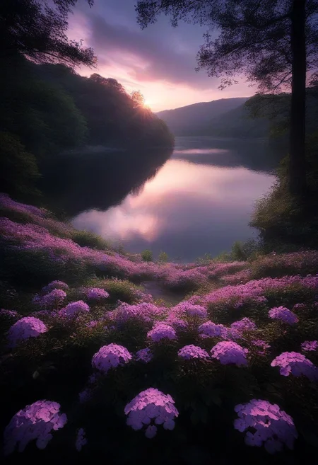 masterpiece, best quality, ultra-detailed, high details, very aesthetic, dramatic lighting, surrealism, extremely high-resolution details, detailed background, beautiful background, best quality, whimsical, intricate detailed, hyperdetailed, maximalist style, concept art, professional photography, intricately detailed, beautiful composition, trending on artstation, award winning photograph, blue theme, (darkness:0.8), soft focus, high view,
spring night, amongst lush greenery, beautiful view, creeping phlox in full bloom, creeping phlox, early morning, sunrise sky, beautiful clouds, dappled sunlight, outdoor seating, Tranquil Lake, Boat on a Lake, depth of field, ethereal and void atmosphere is conveyed,, absurd comedy style, splash art, awesome background,
midjourneyv6.1, liiv1, linquivera, aidmaImageUpgrader, dark, chiaroscuro, low-key,