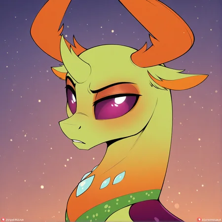 masterpiece, best quality, newest, absurd res, hi res, equid, equine, my little pony, friendship is magic, feral, solo,
changeling, king thorax, calm, portrait, from side, indifferent view, 
[mricantdraw|czubox|swaybat|kuroran|phenya|dripponi]
<lora:King_Thorax:1>