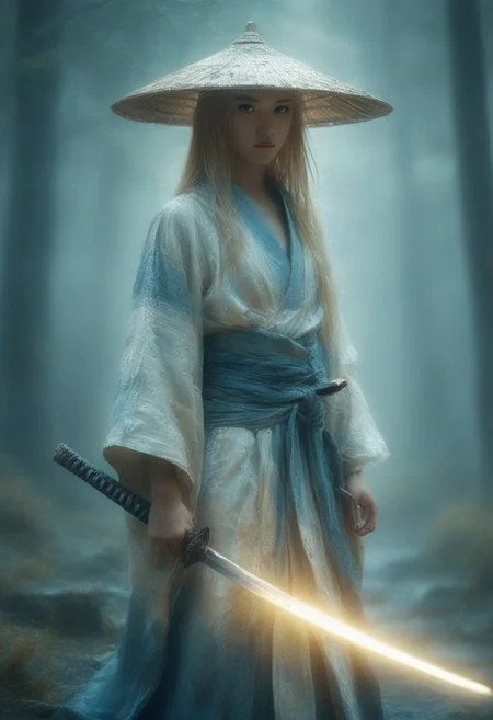 score_9, score_8_up, score_7_up, score_6_up, woman, pale skin, shoulder length hair, straight blonde hair, blue eyes, thin lips, slender, athletic, thick thighs, holds a katana in his left hand, ripped white kimono, graveyard background, night time, cinematic lighting, highly detailed background, high quality photography, masterpiece, high resolution, cinematic photo, DarkAtmosCE