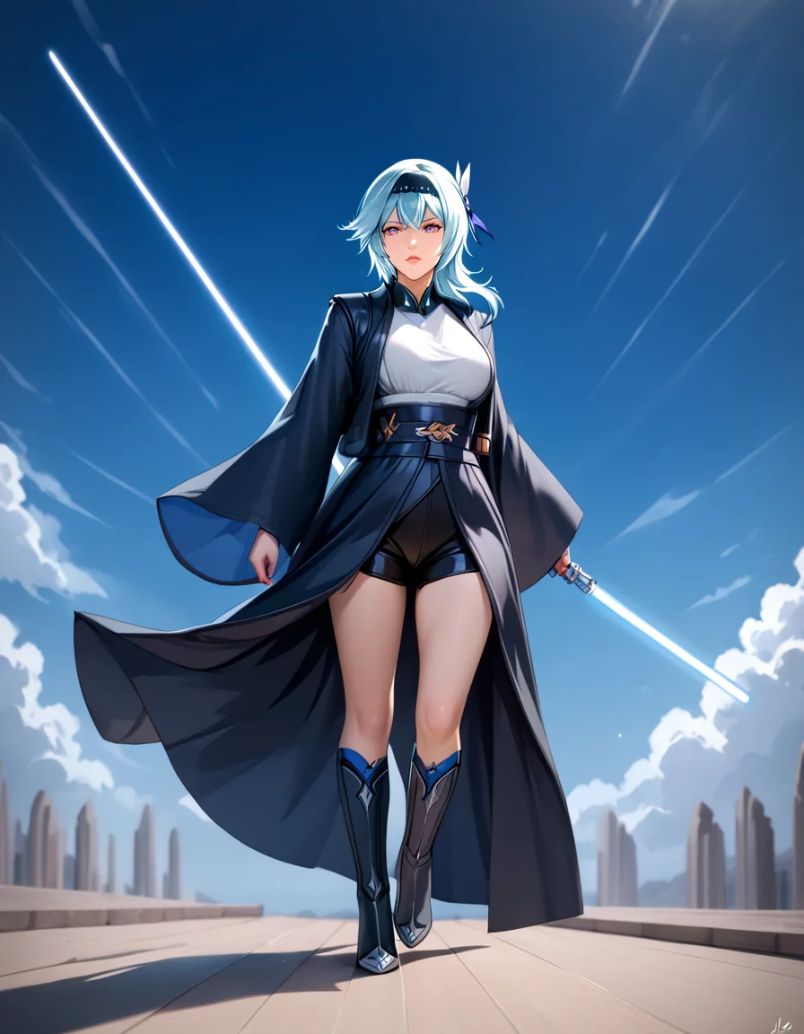 score_9, score_8_up, score_7_up,
eula wearing (((j3di))) robe,
holding lightsaber,wide sleeves,
heroic pose, wind,
outdoors, detailed spaceship background,
<lora:jedi_r2:0.9>