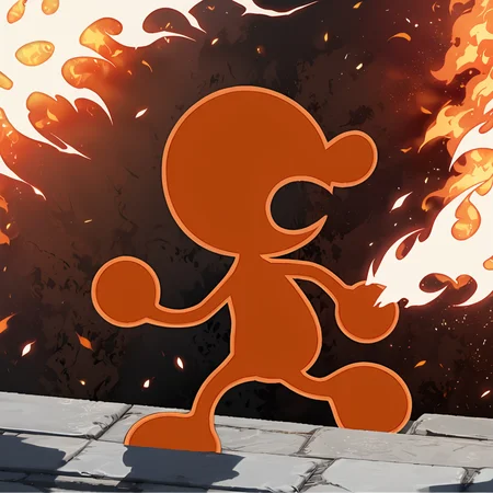 mrgameandwatch, orange silhouette, outline, fire, <lora:MrGameAndWatch-000020:0.9> , (anime, masterpiece, intricate:1.3), (best quality, hires textures, high detail:1.2), (4k),(incredibly detailed:1.4),UHD, 8K, ultra detailed