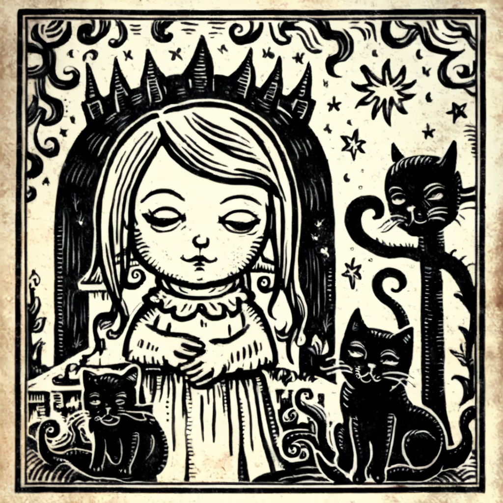obscurae girl and cat, very detailed <lora:obscurae:1>