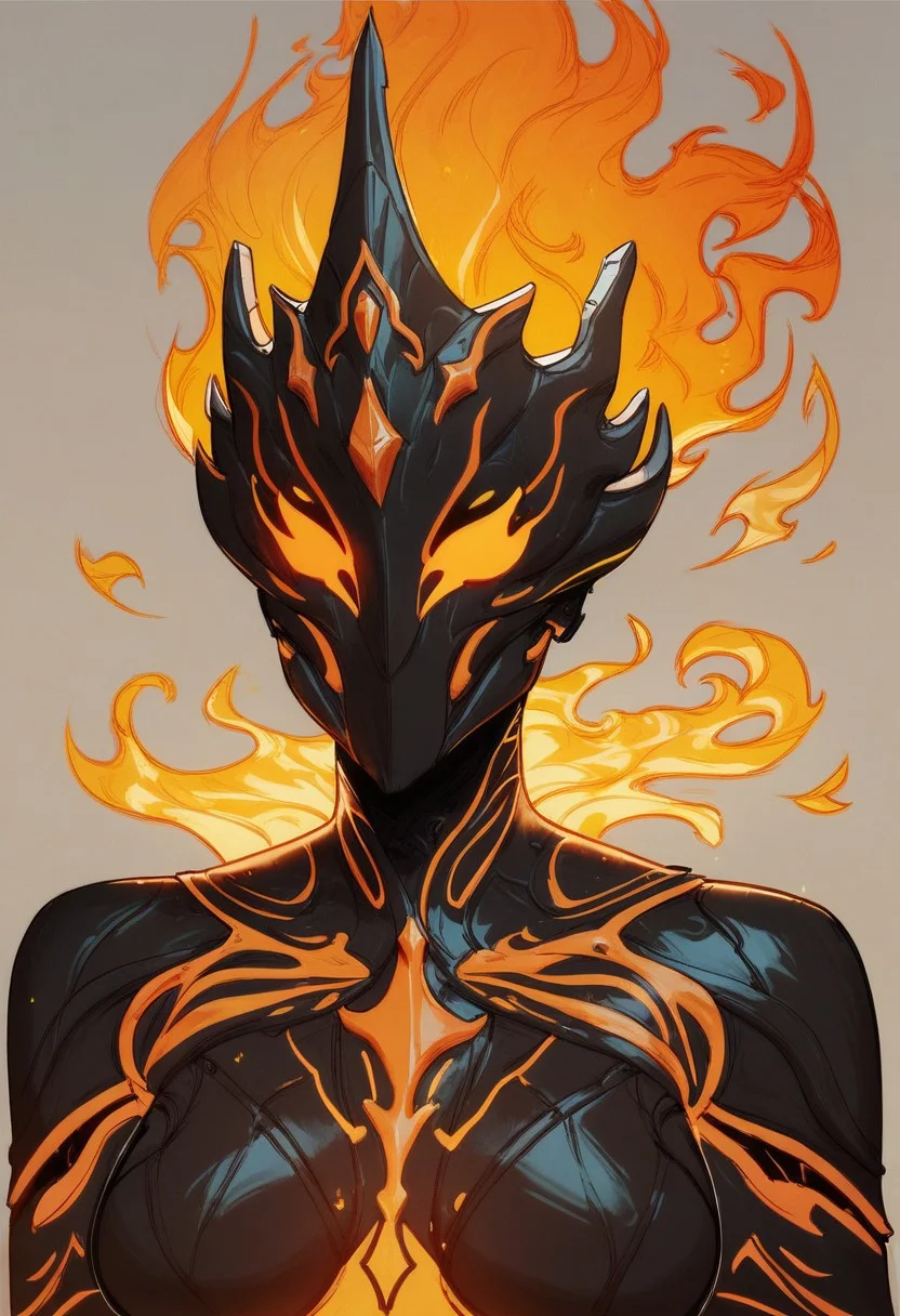 score_9, score_8_up, score_8, score_7_up, score_7, score_6_up, score_6, score_5_up, Score_5, 1girl, Hember, warframe, robot, fiery body, fiery hair, molten rock, multicolored body, black body, orange body, faceless, no mouth, ornamented helmet, mask, vox machine style, 1girl, female focus, solo, portrait, village background, fantasy, (dynamic lighting:1.1)
((masterpiece))