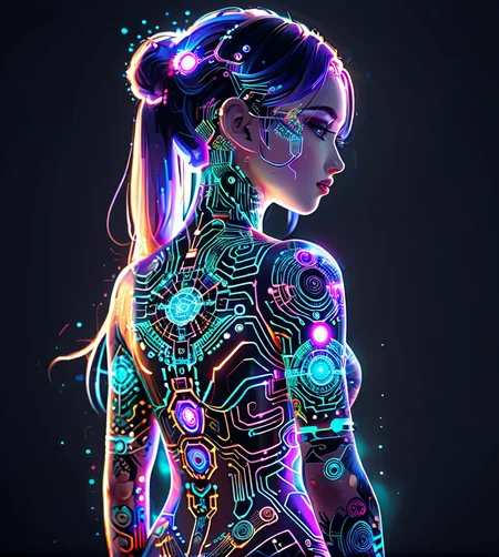 masterpiece,high resolution,8k,
<lora:Circuit_patternXL:0.8>,
circuitpattern,
girl intricate tattoos, geometric patterns, circuits, glowing elements, mystical high-tech background.