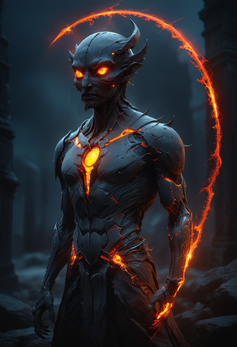 in a city at night, long mid shot portrait photography of an ethereal abaddon, (glowing runes), emotional aesthetic. warm colors, red, yellow, orange sheme, Photorealistic, intricate details, realism, sfw, ultrasharp <lora:- SDXL - vanta-black_contrast_V3.0:1> vntblk, dark, glow,