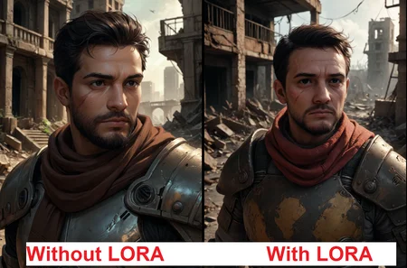 score_9, score_8_up, score_7_up, score_6_up, BREAK, solo, black hair, 1boy, upper body, male focus, dark skin, scarf, armor, black eyes, facial hair, scar, dark-skinned male, building, beard, science fiction, realistic, stubble, manly, animification, ruins