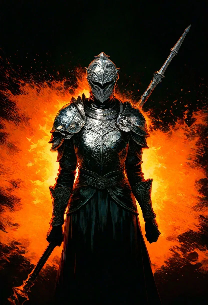 score_9, score_8_up, solo , 
(roundtable knight vyke) ,\(elden ring  , 1boy , abstract background, armor , fire , full armor , helmet , holding , holding polearm , holding weapon , male focus , pauldrons , polearm , shoulder armor , single pauldron , weapon 
 tassets , vambraces , visor (armor) , waist cape , weapon 
newest, year 2024, very aesthetic, masterpiece, best quality, highres, newest, absurdres, safe skin,cinematic lighting,ray tracing,female focus,dynamic angle,depth of field,high contrast,colorful,detailed light,light leaks,beautiful detailed glow,best shadow,shiny,intricate details,hyperdetailed,very aesthetic,iridescent
(((masterpiece,best quality,newest,absurdres,highres))) ,Nsfw,
[artist:kyuuba melo] , [artist:yourfreakyneighbourh ] , [artist:takashima_shoa]