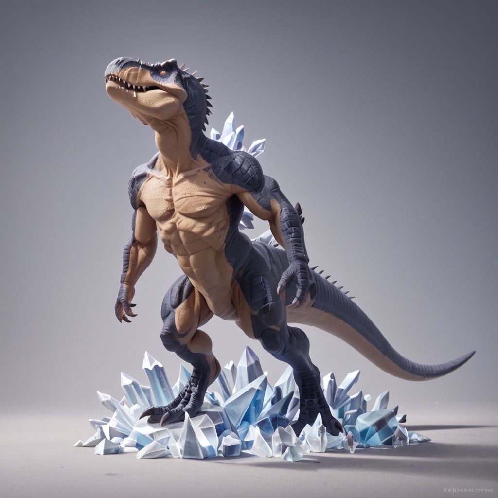 score_9, score_8_up, score_7_up, muscular dinosaur, full body, western dragon, tyrannosaurus, crystal, attack