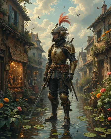 profile silhouette against vivid sunset of (corporate samurai with stock ticker helmet HUD kicking off wall for aerial plunging attack use water_elemental:1.2) in front of Jan van Goyen (Dutch Golden Age), Rapeseed fields under overcast sky, nightingale song in thicket, peat cutter's tool shed, otter sliding into stream,
wearing nanotech swarmsuit with adaptive camouflage made of blackhole-event-horizon satin with retractable wrist-mounted energy blades,
dieselpunk propaganda poster in the style of james jean, aurora borealis curtain shimmer, insect chitin iridescence,
phantom limb transparency, nomad, dune-rippled, caravan-trailed, hierarchical scale (giant vs miniature), artstation, trending on artstation, highly detailed fantasy art, stocking, intricate, elegant, highly detailed, centered, digital painting, concept art, smooth, sharp focus,
<lora:tbh124-sdxl:0.15> style of Jean-Antoine Watteau,
<lora:tbh129-sdxl:0.15> style of Michael Cheval,
<lora:Sinozick:0.15>,
<lora:add-detail-xl:0.7>,
<lora:aidmaMJ6.1_v0.5_2:0.3> aidmamj6.1,
<lora:Flux-XL_Scenery:0.15> flux-scenery,
<lora:Flux-style-xl-lora:0.15> flux-style,
<lora:1dkXLP:0.15> 1dk,
<lora:extremely_detailed:0.8> extremely detailed ,
<lora:tbh76-sdxl:0.05> Style of Mark Ryden,
<lora:tbh124-sdxl:0.15> style of Jean-Antoine Watteau,
<lora:tbh129-sdxl:0.15> style of Michael Cheval,
<lora:Sinozick:0.15>,
<lora:add-detail-xl:0.7>,
<lora:aidmaMJ6.1_v0.5_2:0.3> aidmamj6.1,
<lora:Flux-XL_Scenery:0.15> flux-scenery,
<lora:Flux-style-xl-lora:0.15> flux-style,
<lora:1dkXLP:0.15> 1dk,
<lora:extremely_detailed:0.8> extremely detailed ,
<lora:tbh76-sdxl:0.1> Style of Mark Ryden,, Cyberpunk art style, futuristic cityscapes, neon-lit streets, high-tech and low-life, cybernetic enhancements, dystopian and gritty atmosphere