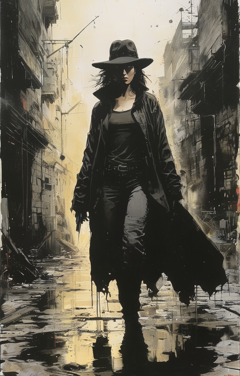 masterpiece,best quality,<lora:tbh236-sdxl:0.8>,illustration,style of  Frank Miller tech genius teenage girl