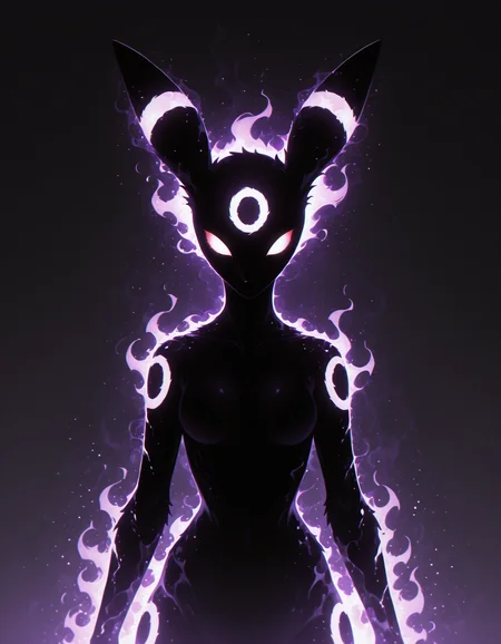 <lora:Shadows_v2_Buns:0.7> sh4d0w, black silhouette, purple aura, glowing, solo, Umbreon, masterpiece, best quality, amazing quality