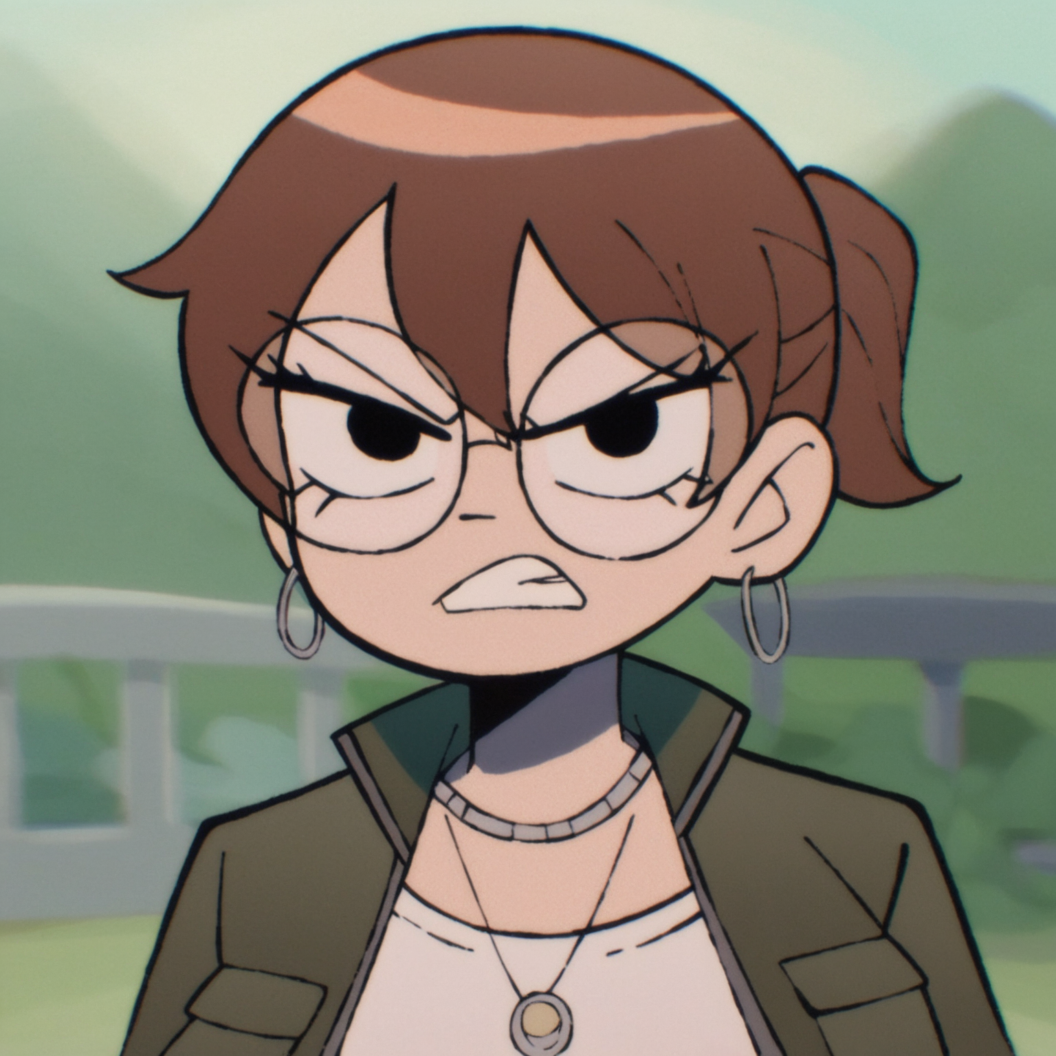 jlepwrs, score_9, score_8_up, score_7_up, masterpiece, portrait, 1girl, angry, necklace, looking at viewer,