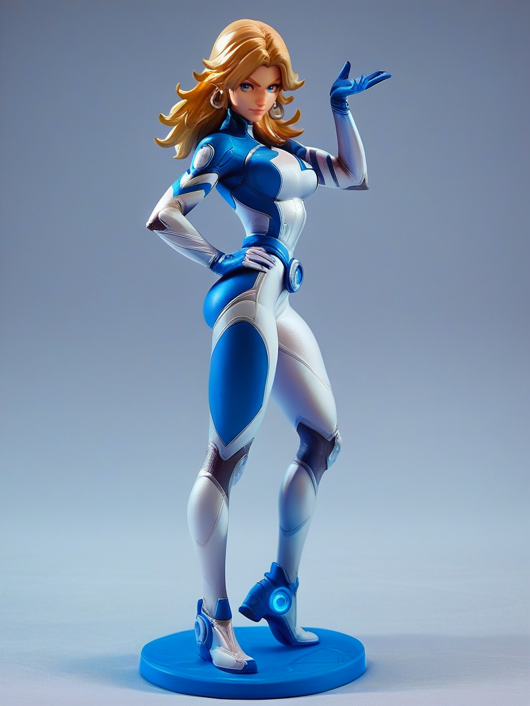score_9, score_8_up, score_7_up, 1girl, hand on hips, one hand up, sexy, full body, (dynamic pose:1.1), dynamic angle, simple background,,,  from side,
<lora:ASueStorm_character:0.8>, SueStormXL, blonde hair, blue eyes, earrings, bodysuit, gloves, <lora:Anime_Figure_P1:0.8> figure