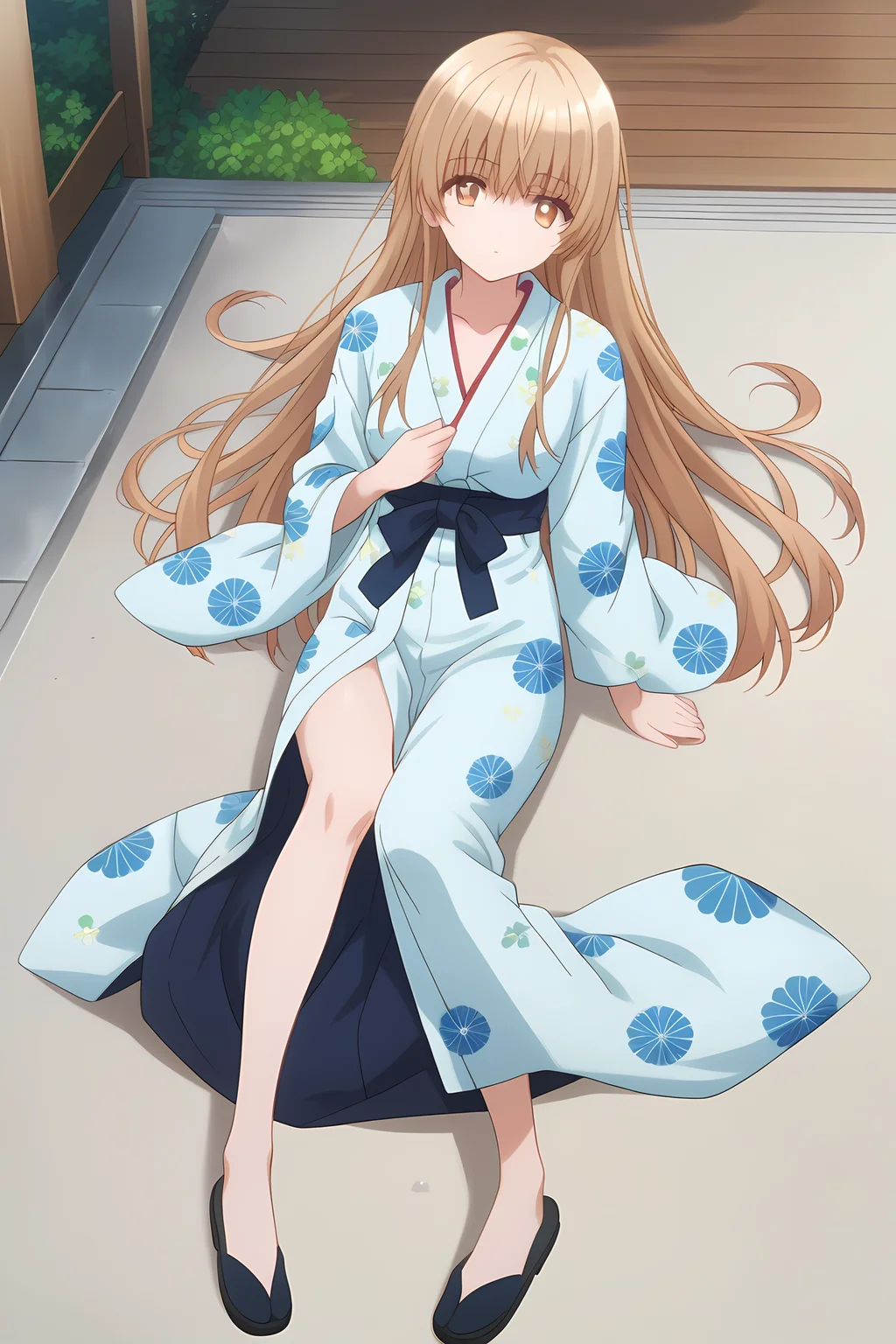 yukata, an-mahiru, medium breasts, 1girl, solo, skinny, masterpiece, high quality, (full body|sitting|standing|lying), school, , score_9, score_8_up, score_7_up, source_anime, anime, anime style, long hair <lora:an-mahiru-pony-V01-000005:0.80>