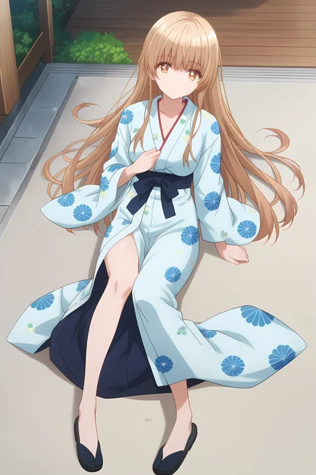 yukata, an-mahiru, medium breasts, 1girl, solo, skinny, masterpiece, high quality, (full body|sitting|standing|lying), school, , score_9, score_8_up, score_7_up, source_anime, anime, anime style, long hair <lora:an-mahiru-pony-V01-000005:0.80>