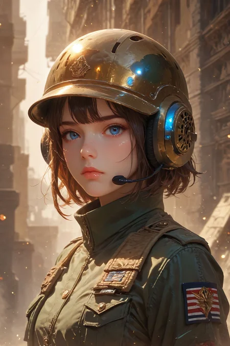 looking at viewer,detailed background,Cinematic Lighting,film grain,score_9,score_8_up,score_7_up,masterpiece,best quality,highly detailed,
<lora:(增强)sdxl_lightning_8step_lora:1>,<lora:glowneon_xl_v1:1>,glowing,<lora:hand 4:1>,hand person,<lora:Expressive_H:0.8>,Expressiveh,<lora:th3rm4lXLP:0.4>,th3rm4l,colorful,
1girl,solo,blue eyes,brown hair,helmet,short hair,military,uniform,looking at viewer,jacket,closed mouth,upper body,lips,headset,military uniform,bulletproof vest,bangs,