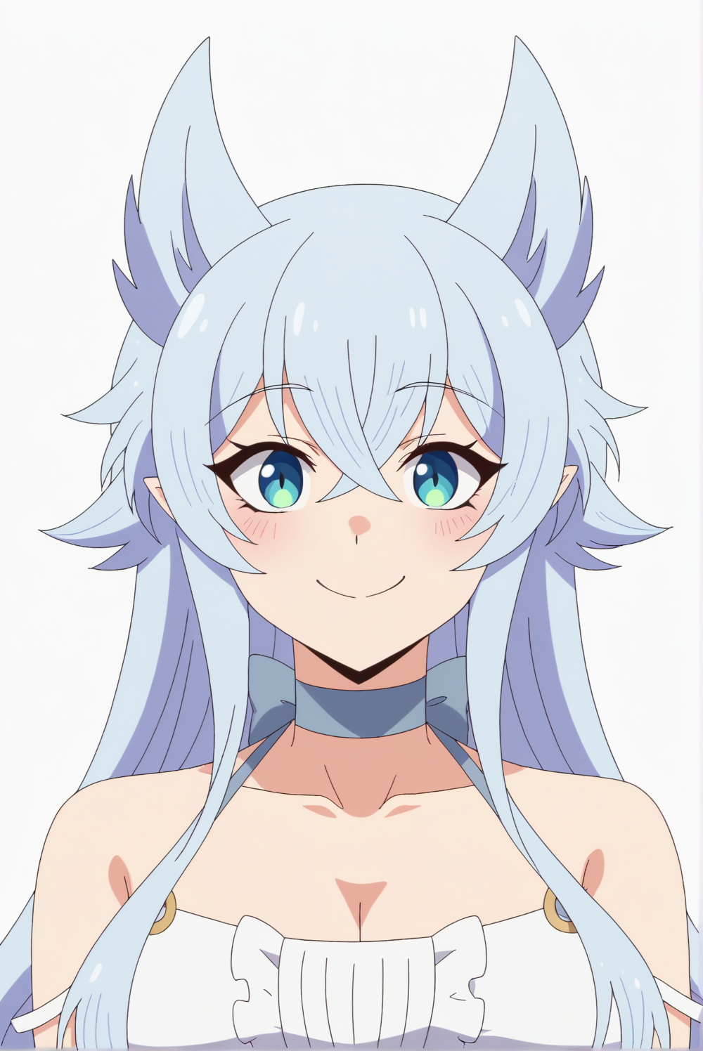 <lora:Fenrys:0.8>, Fenrys, white background, upper body, smile