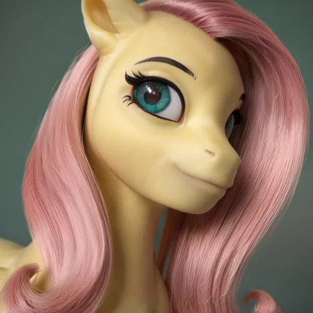 score_9, score_8_up, score_7_up, source pony, c1op1c1an, feral pony, fluttershy, looking at you, winking, detailed face, face focus, close up, smiling, tilted head, side view