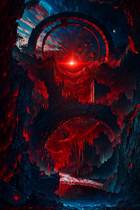 masterpiece, best quality, no_humans,((ruins)), <lora:RAL:0.3>,space,glowing,tanabata, tanzaku,city,milky_way,whale,buildings,underwater,blood,earth \(planet\),  <lora:Earth:0.8>,red_theme