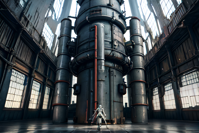 highly insanely detailed, masterpiece, top quality, best quality, highres, 4k, 8k, RAW photo, (very aesthetic, beautiful and aesthetic),  
tsutomu nihei,nihei_tsutomu,blame!,blame gakuen!,abara,TNstyle,sidonia_no_kishi,(deep horizon,mausoleum,sidonia \(ship\),lab,stairs,tower,giant room,city ruins,tunnel,hangar,megastructure in background,space,spacecraft),toha heavy industries,dark sky,black sky,ventilation fan,ventilation shaft,steam,fog,buildings,walkway,dome,fence,star \(sky\),starry sky,wire,clouds,drainpipe,lantern,bones,gauna,gauna mech,air conditioner,cables,tubes,industrial pipes,concrete walls,metal walls,vast scenery,perspective,decrepit,cyberpunk,biomachine,bioluminescence,flock,no human,science fiction,futuristic, 
<lora:blameLora_v10:0>, 
(1girl:1.3), 
solo focus, 
a colorful background,(tie-dye color background),âââ