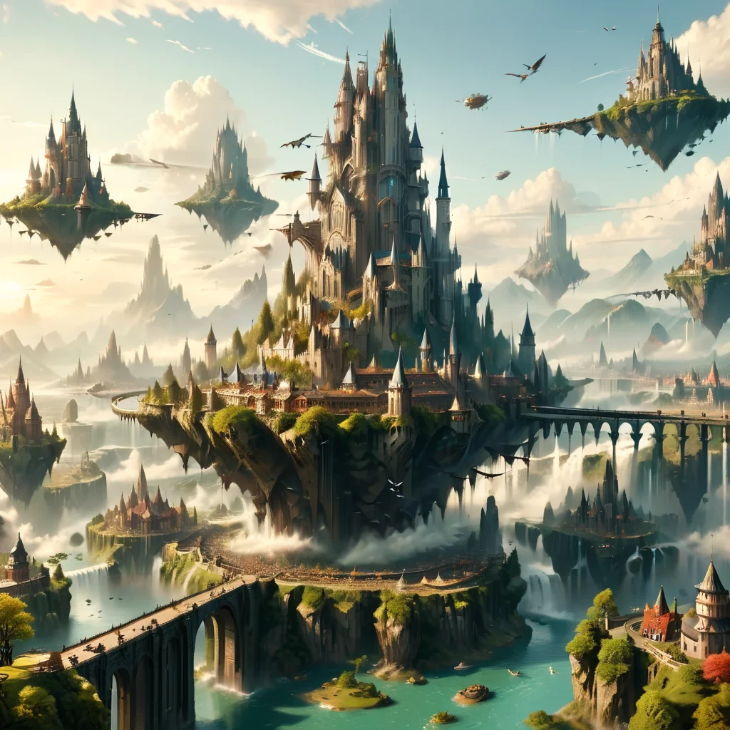 Masterpiece,8k,absurd resolution,I
ImaginaryCityScapes,floating city,outdoors,sky,day,cloud,water,tree,no humans,bird,building,scenery,mountain,city,aircrafts,fantasy,cityscape,bridge,river,castle,tower,waterfall,landscape,air city,gigantic
,<lora:City_scapes_XL:0.6>