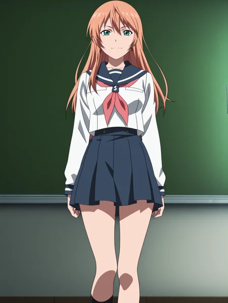 anime coloring,anime screencap,
 <lora:Remercier_Nike_Illustrious:1>
remerciernike, 1girl,solo, school uniform, serafuku, sailor collar, skirt, classroom, light smile,
masterpiece,best quality,amazing quality,