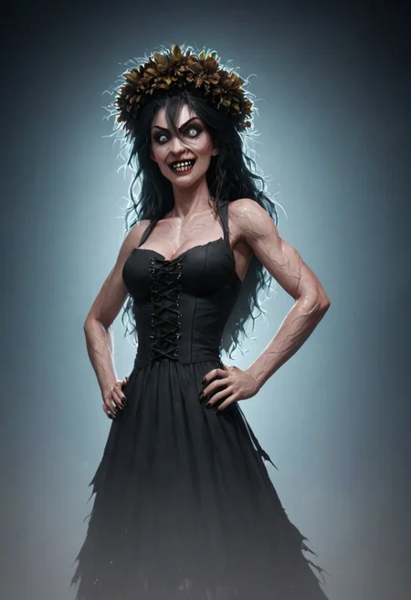 score_9, score_8_up, score_7_up, score_6_up,1girl, source_photo, source_real, 3/4 portrait,
deep one
valak valak valak valak valak valak
ral-wtchz
possessed witchpossessed witchpossessed witchpossessed witchpossessed witchpossessed witchpossessed witch
veiny medium breasts, cleavage, veiny skin
black midsummer dress,
dead brown flower crown, dead brown flower crown, withered flower crown
possessed witchpossessed witchpossessed witchpossessed witch
, folk horror woman,wearing black peasant clothes,, long black hair, scary, , pale, grey eyes, long tangled black hair, , hands on hips, front view, very pale skin, veiny skin,, evil smile, grey eyes, black peasant clothes, red lighting, horror, scary face, monstrous, evil,, red lighting, Expressiveh, g0thicPXL, glowing, neon,, zPDXL2, black peasant clothes