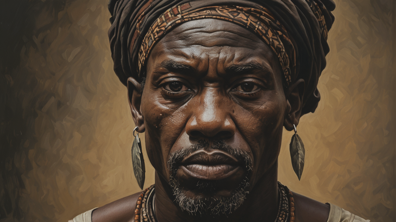 oil painting of african man,dark shot,dramatic,extremely detailed,intricate,by Greg Rutkowski