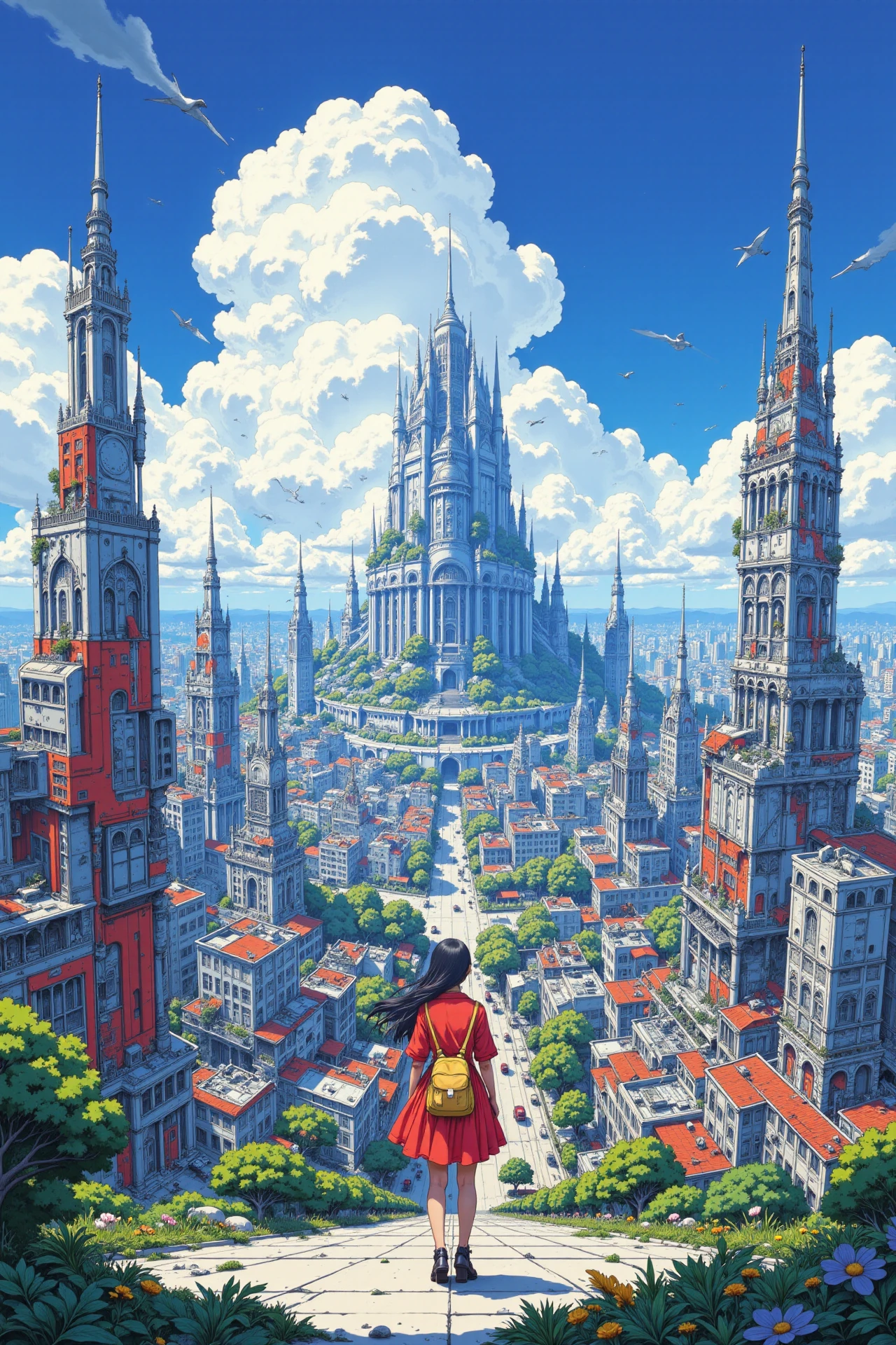 high-tech city beautiful  anime landscape, cloudy sky, woman, very intricate, very detailed, sharp, bright, colorful, <lora:Hand v2:0.5> <lora:Anti-Blur:1><lora:Insane Detail Slider:0.25>  <lora:flux.1_lora_flyway_Epic-detail_v2:0.3> <lora:fluxenhancer:0.25> <lora:ROWER:0.6> <lora:Surreal Anime - 3k steps:0.6>