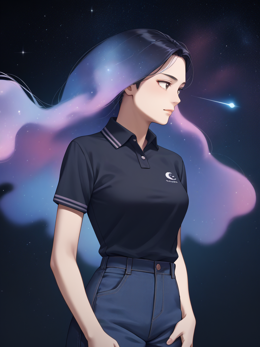 score_9, score_8_up, score_7_up, score_6_up, score_5_up, score_4_up, source_anime, source_cartoon
1girl wearing a polo shirt, 
medium breasts,
,
cosmic nebula <lora:polo_shirt-PD-1.0:1>