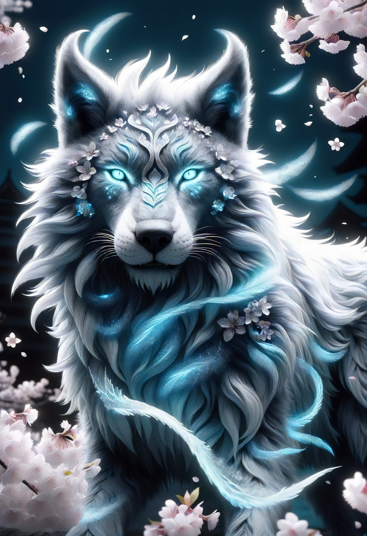 DonMS4kur4XL,sakura blossoms, female werewolf, wolfish humanoid, fantasy, glowing eyes, furry fur,enlarged fangs, claws, powerful, cursed, afflicted, youth, voluptuous, pacific islander, turquoise eyes,  dorsal hump nose,  overbite jaw,  unusual forehead,  striking birthmarks,    , jet black curly haircut hair, envy, seeking counsel from an enchanted book, reading with intense focus,      wearing   druidic kilt,  enchanted capes,          unleash ( warp core foundations translation  reality fragmentation  turbulence  prussian blue enthrallment   perpendicular liness  colloids magic:1.0), conjuring a blinding flash of light, dazzling opponents momentarily, ethereal light   <lora:released\DonM3t3rn1tyXL-v1.1-000008:0.8><lora:myLora\DonMS4kur4XL-000006:0.8><lora:released\DonM3t3rn1tyXL-v1.1-000008:.7>
